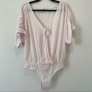 Pink Free People Intimately Ruffle Bodysuit